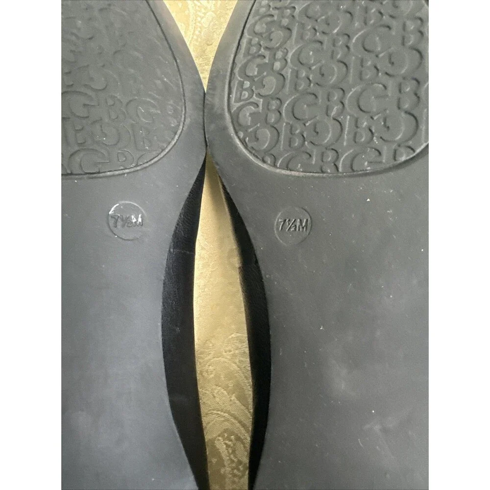 Gianni Bini Square Oval Toe Black Flats‎ Women’s Size 7.5 SEE SCUFFS